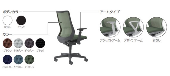 フルーエントのカラー・背タイプ・アームタイプ